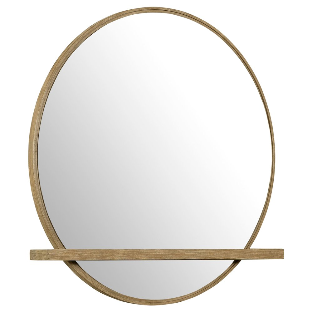 Buy farmhouse furniture Arini Sand Wash Dresser Mirror | Round Mirror with Built-In Jewelry Tray | Wire-Brushed Wood - Modern Cottage Farmhouse Furniture