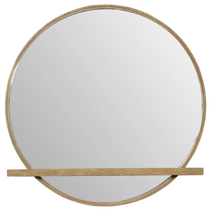 Buy farmhouse furniture Arini Sand Wash Dresser Mirror | Round Mirror with Built-In Jewelry Tray | Wire-Brushed Wood - Modern Cottage Farmhouse Furniture