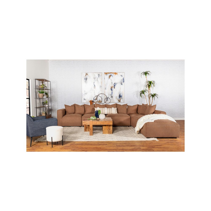 Terrano Terracotta Contemporary Modular 6-piece Upholstered Modular Sofa Sectional - Mediterranean Italian Contemporary Home Decor Furniture