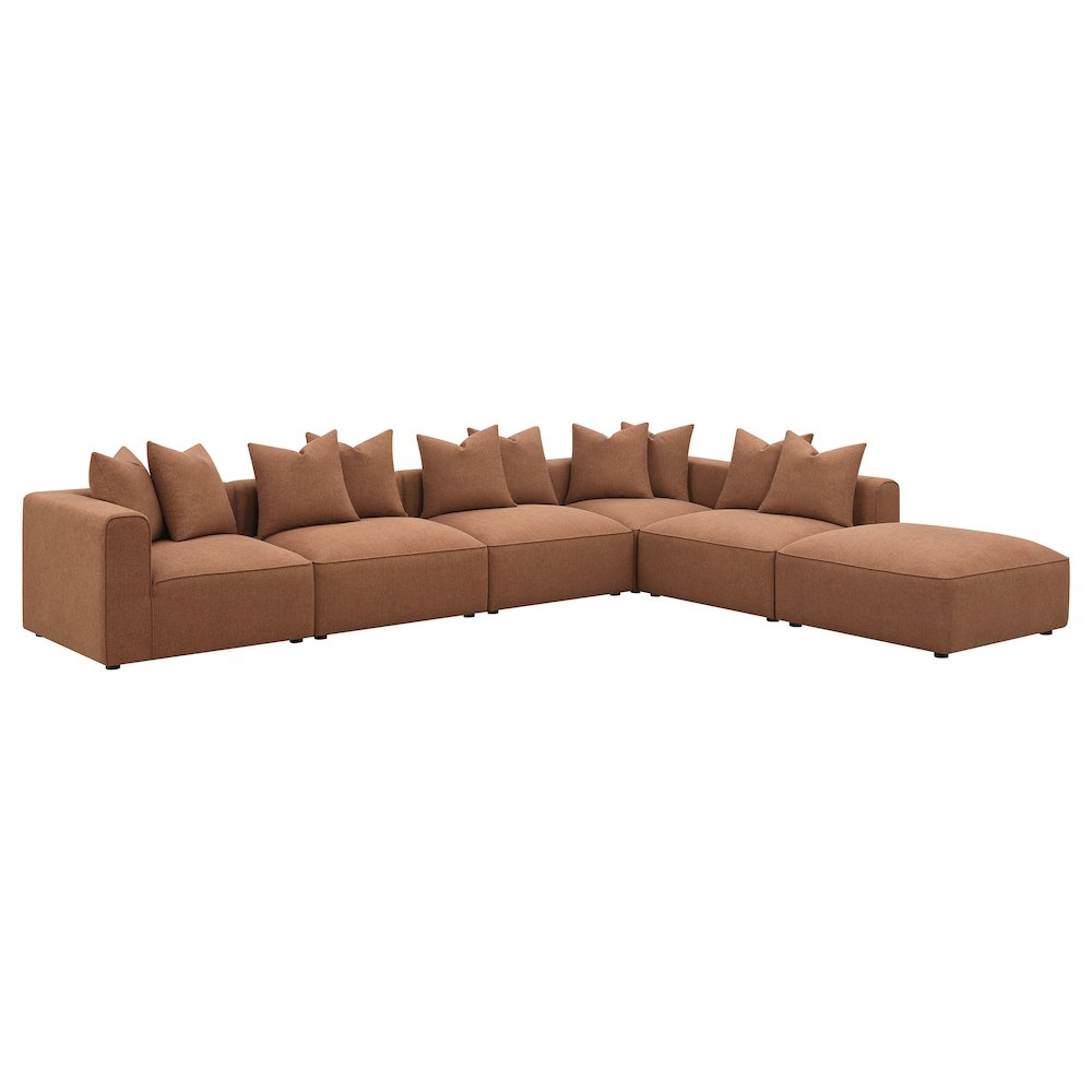 Terrano Terracotta Contemporary Modular 6-piece Upholstered Modular Sofa Sectional - Mediterranean Italian Contemporary Home Decor Furniture