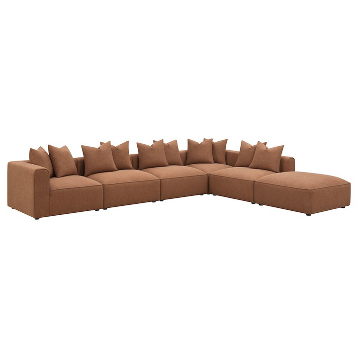 Terrano Terracotta Contemporary Modular 6-piece Upholstered Modular Sofa Sectional - Mediterranean Italian Contemporary Home Decor Furniture