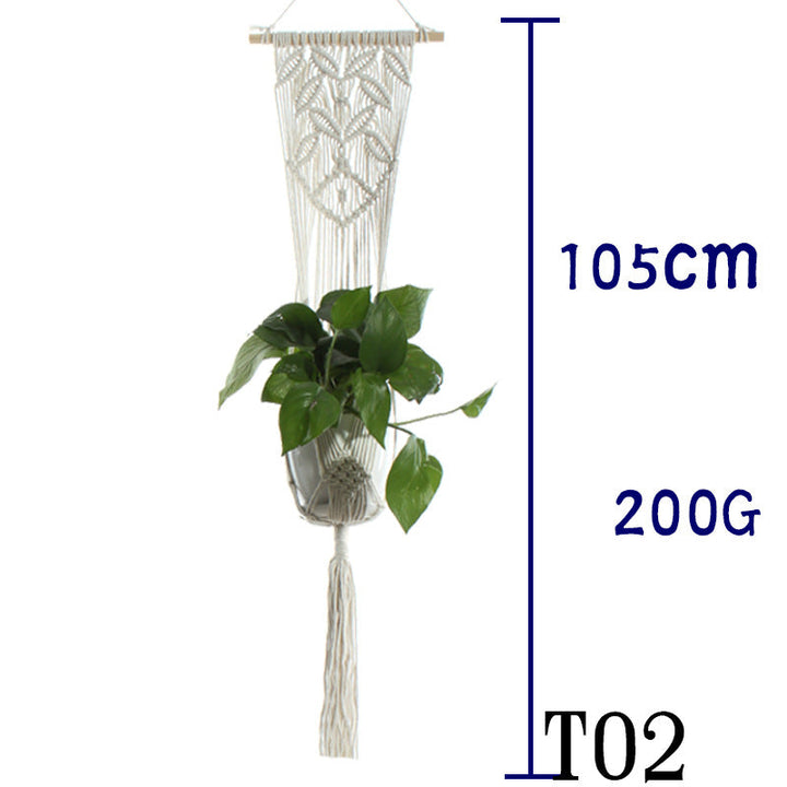 Boho Aesthetic Biophilic Flower & Plant Pot Cotton Rope Indoor Plant Hanger Hanging Basket | Biophilic Design Airbnb Decor Furniture 