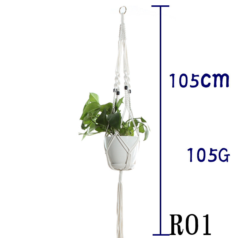 Boho Aesthetic Biophilic Flower & Plant Pot Cotton Rope Indoor Plant Hanger Hanging Basket | Biophilic Design Airbnb Decor Furniture 