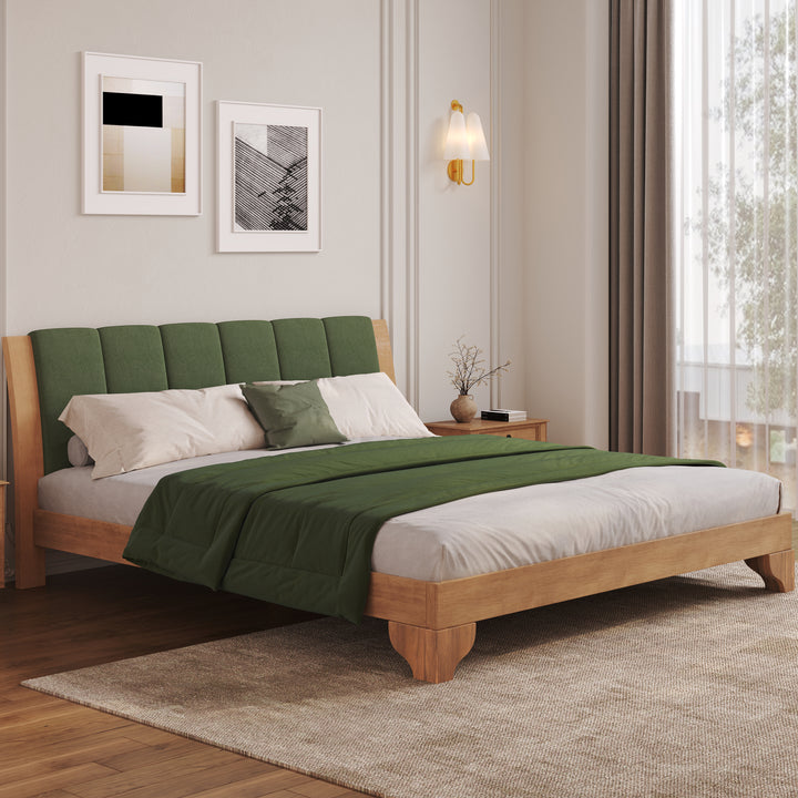 Buy farmhouse furniture Sage &amp; Cream King Premium Pine Wood Farmhouse Queen Bed Frame - Modern Cottage Farmhouse Furniture