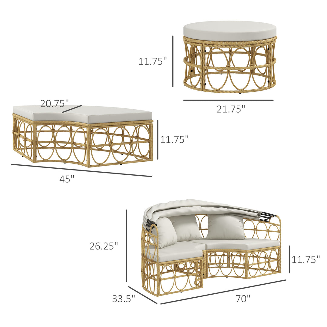 Buy farmhouse furniture European Patio Round Outdoor Daybed Furniture Set - Modern Cottage Farmhouse Furniture