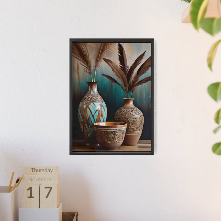 Boho Aesthetic Earthy Bowls Posters with Wooden Frame | Biophilic Design Airbnb Decor Furniture 