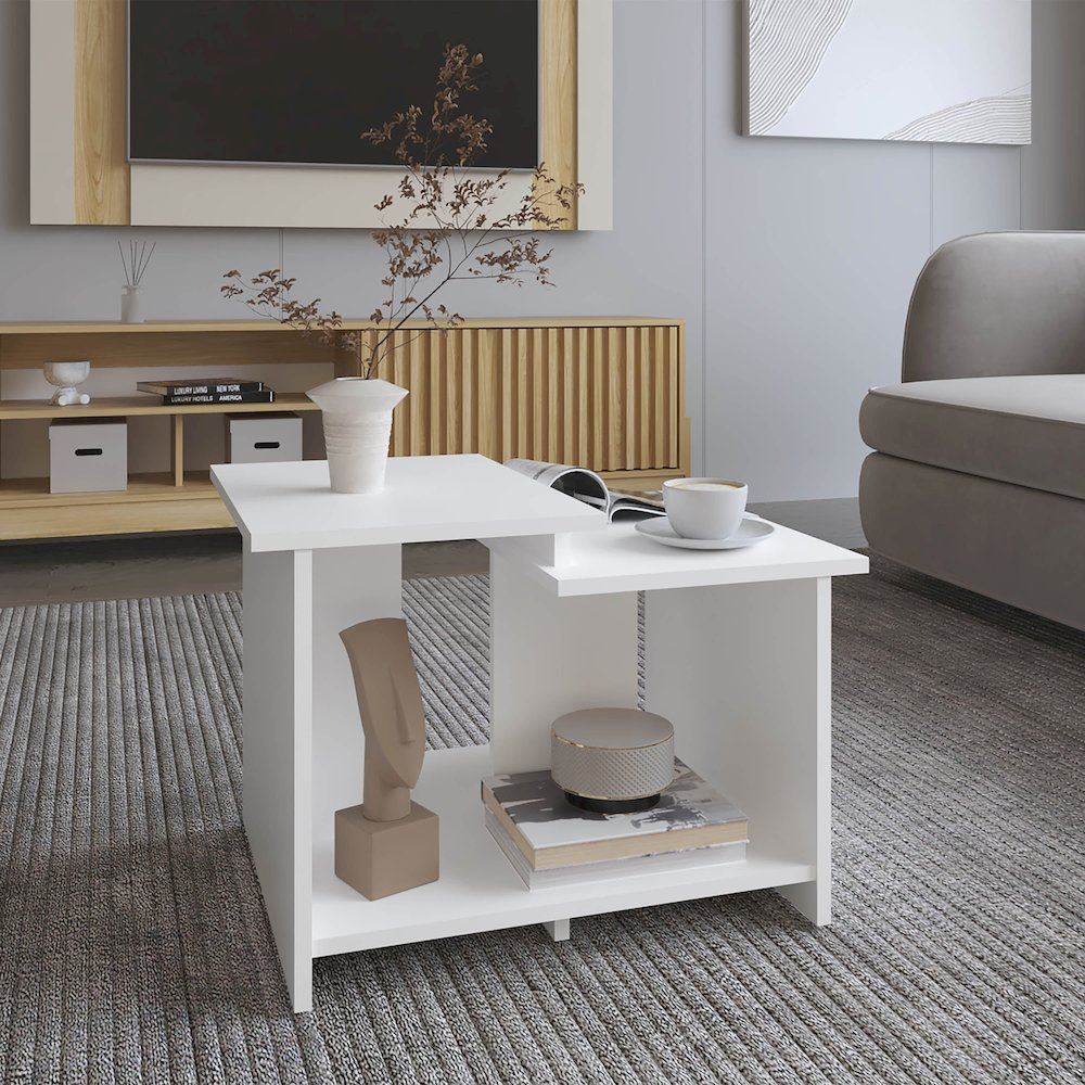 Hesston Coffee Table, White - Stylish & Functional Modern Design for Living Room Decor - Mediterranean Italian Contemporary Home Decor Furniture