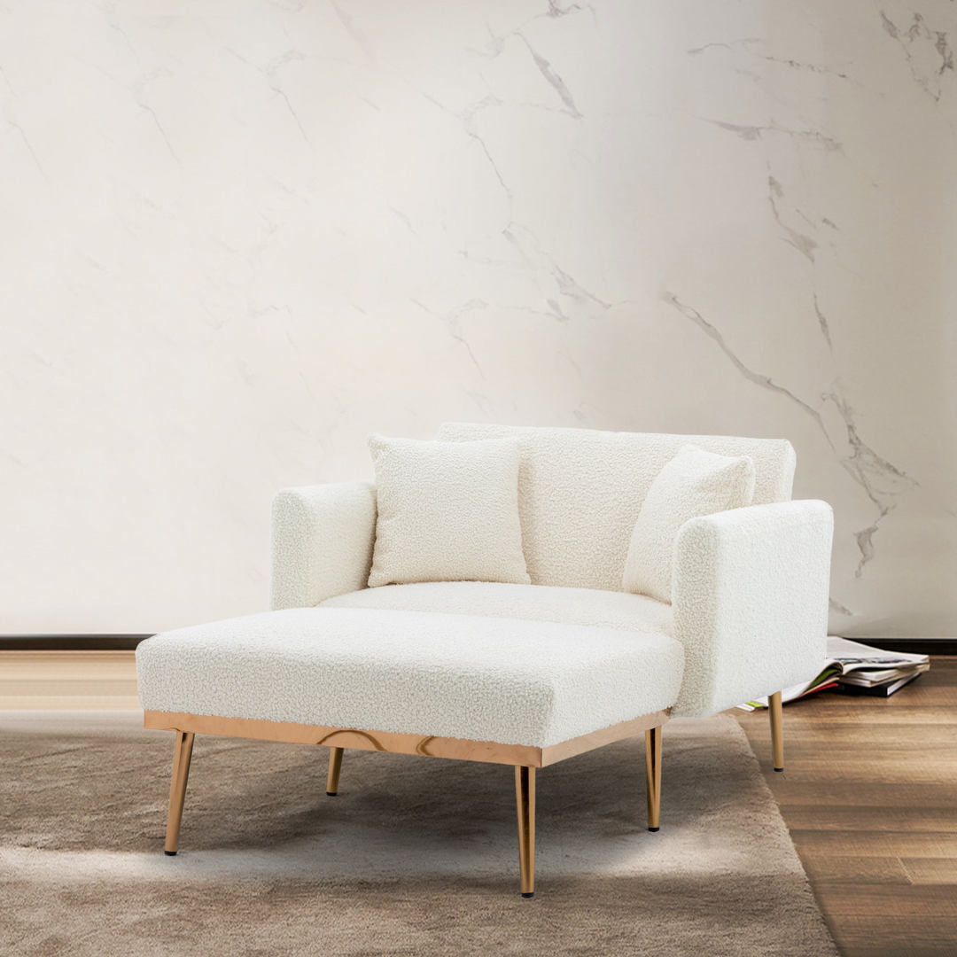 Buy farmhouse furniture Fashionable & Classic Teddy White Chaise Lounge Accent Chair for Living Room & Bedroom - Modern Cottage Farmhouse Furniture