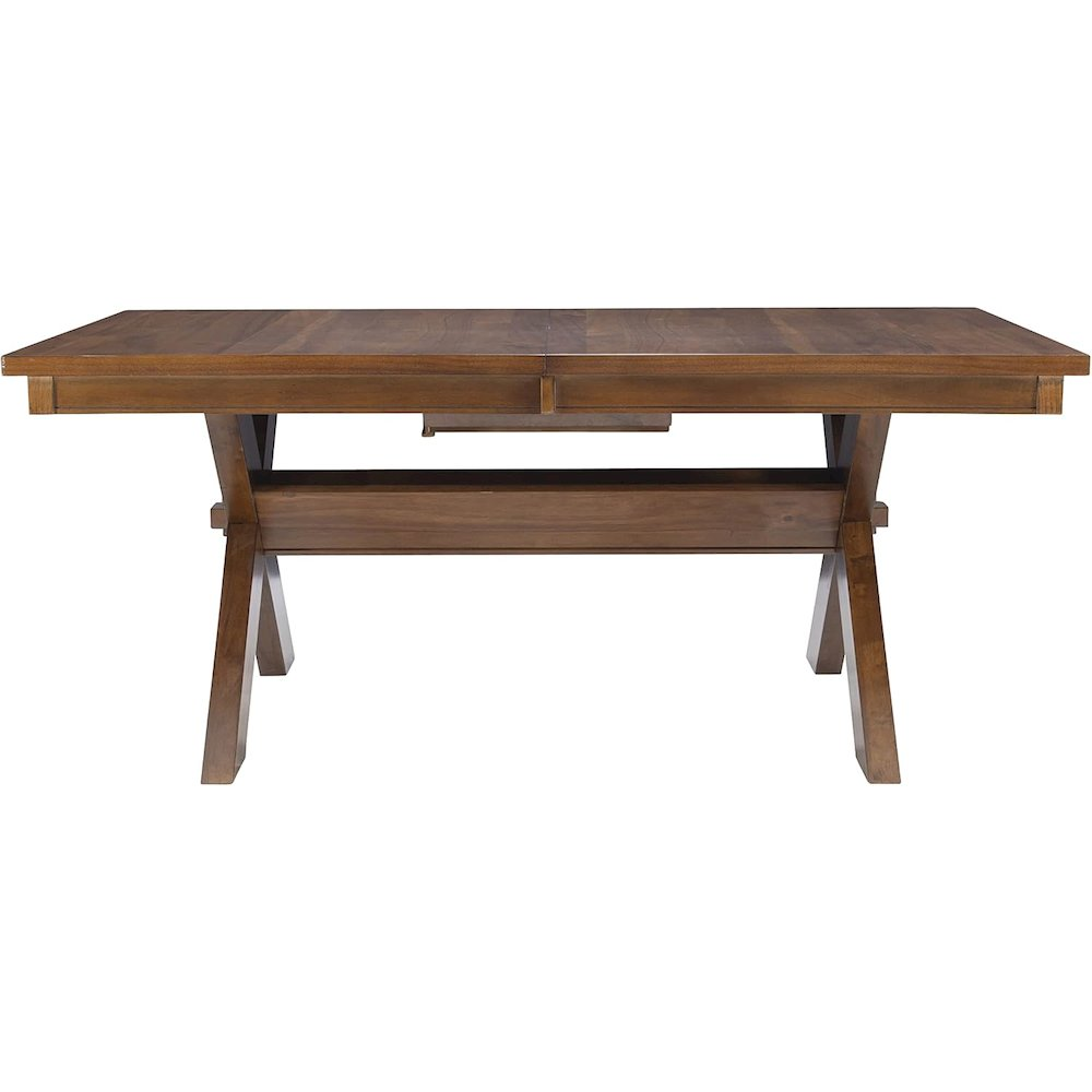 Kraven Dining Table - Expansive Acacia Wood Table with Self-Storing Butterfly Leaf, Dark Hazelnut Finish - Mediterranean Italian Contemporary Home Decor Furniture