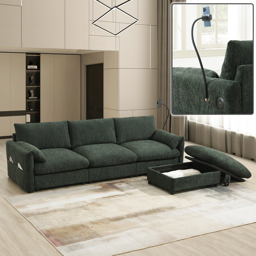 Buy farmhouse furniture Elia 4 Seat L Shaped Sectional Sofa with Storage Ottoman - Modern Cottage Farmhouse Furniture