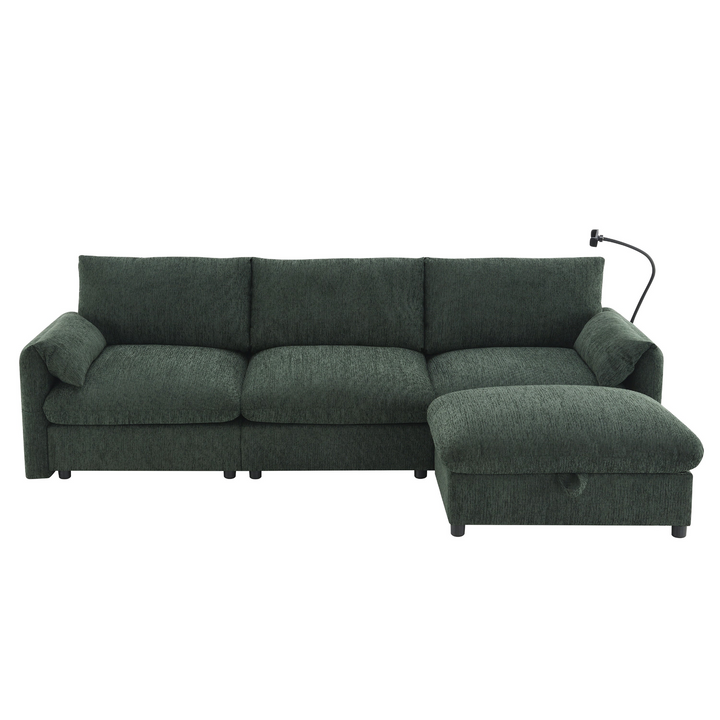Buy farmhouse furniture Elia 4 Seat L Shaped Sectional Sofa with Storage Ottoman - Modern Cottage Farmhouse Furniture