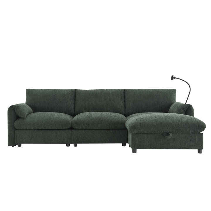 Buy farmhouse furniture Elia 4 Seat L Shaped Sectional Sofa with Storage Ottoman - Modern Cottage Farmhouse Furniture