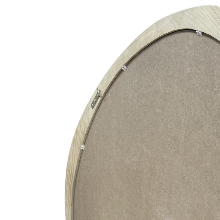 Solid Wood Asymmetrical Wall Mirror - 45 Inch Large Wooden Framed Dressing Mirror for Living Room, Bedroom, Bathroom, Hallway, Natural Wood Washed Finish - Mediterranean Italian Contemporary Home Decor Furniture