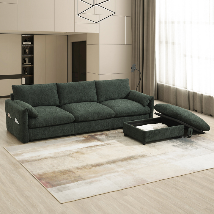 Buy farmhouse furniture Elia 4 Seat L Shaped Sectional Sofa with Storage Ottoman - Modern Cottage Farmhouse Furniture
