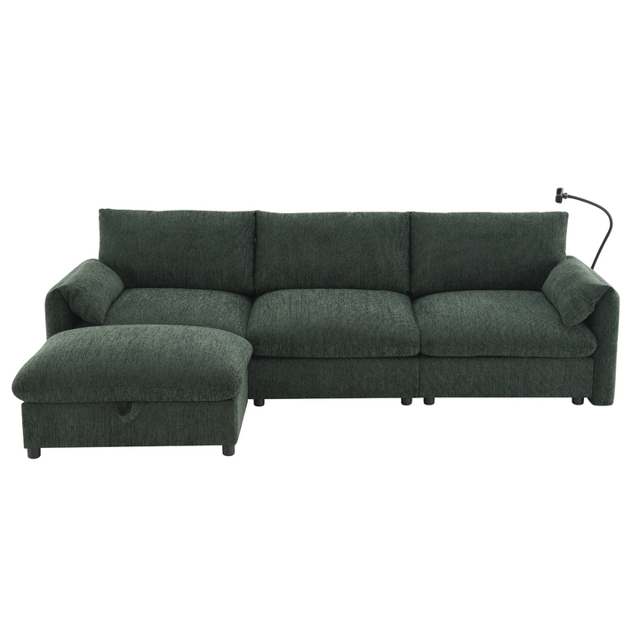 Buy farmhouse furniture Elia 4 Seat L Shaped Sectional Sofa with Storage Ottoman - Modern Cottage Farmhouse Furniture