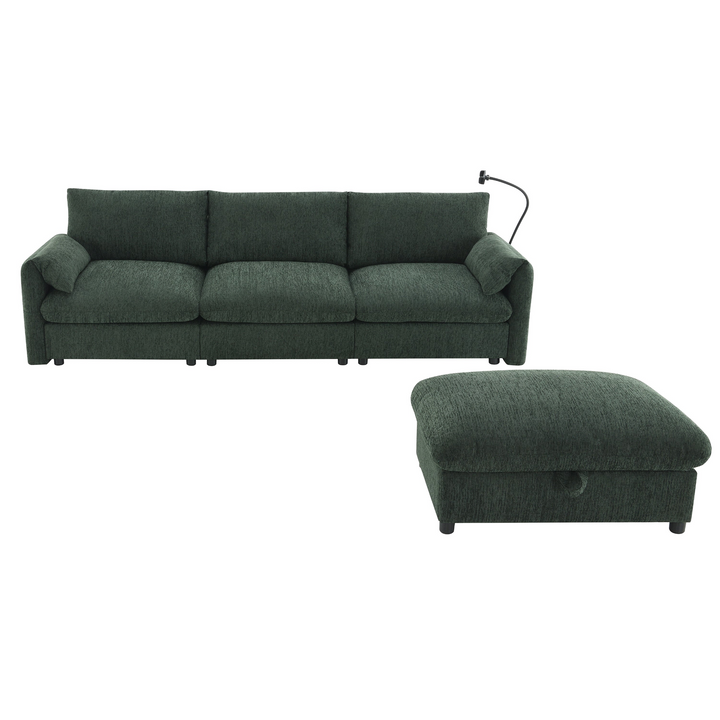 Buy farmhouse furniture Elia 4 Seat L Shaped Sectional Sofa with Storage Ottoman - Modern Cottage Farmhouse Furniture