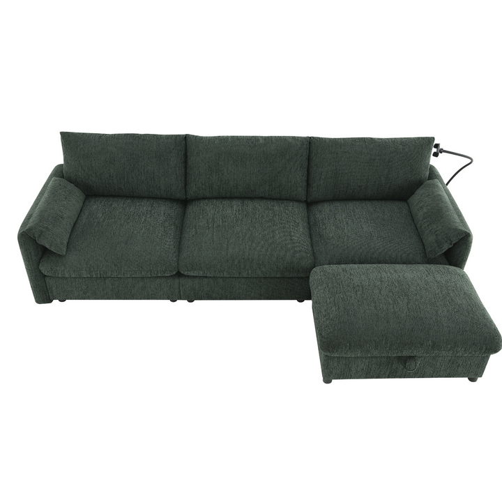 Buy farmhouse furniture Elia 4 Seat L Shaped Sectional Sofa with Storage Ottoman - Modern Cottage Farmhouse Furniture