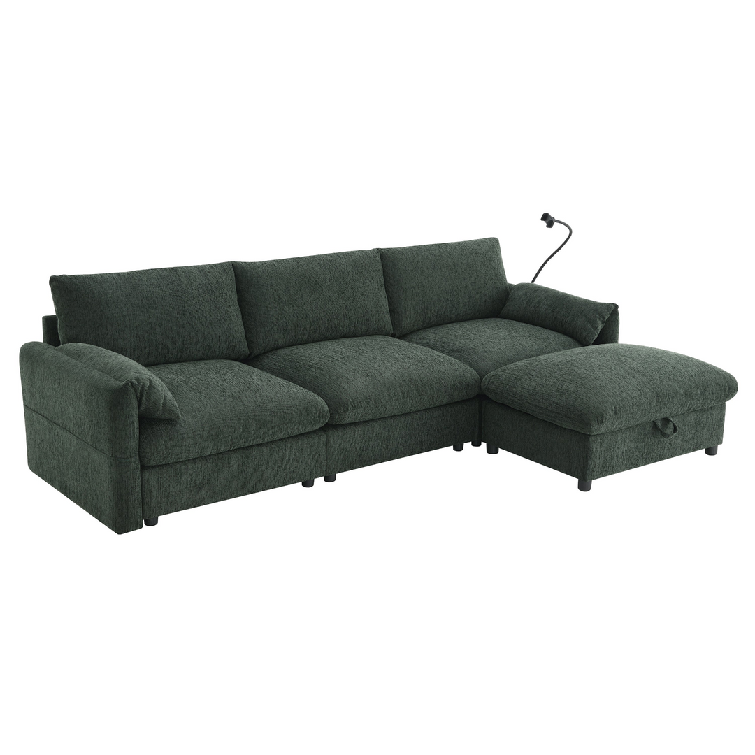 Buy farmhouse furniture Elia 4 Seat L Shaped Sectional Sofa with Storage Ottoman - Modern Cottage Farmhouse Furniture