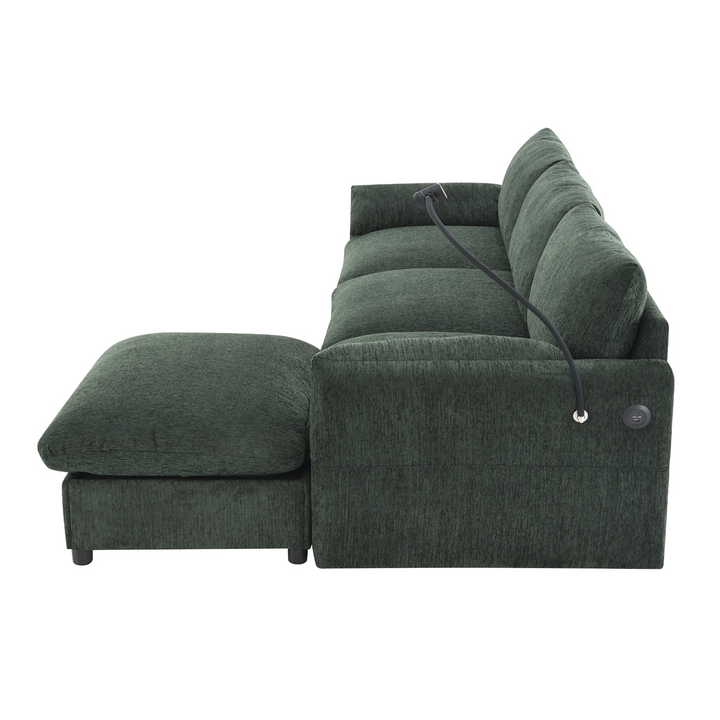Buy farmhouse furniture Elia 4 Seat L Shaped Sectional Sofa with Storage Ottoman - Modern Cottage Farmhouse Furniture