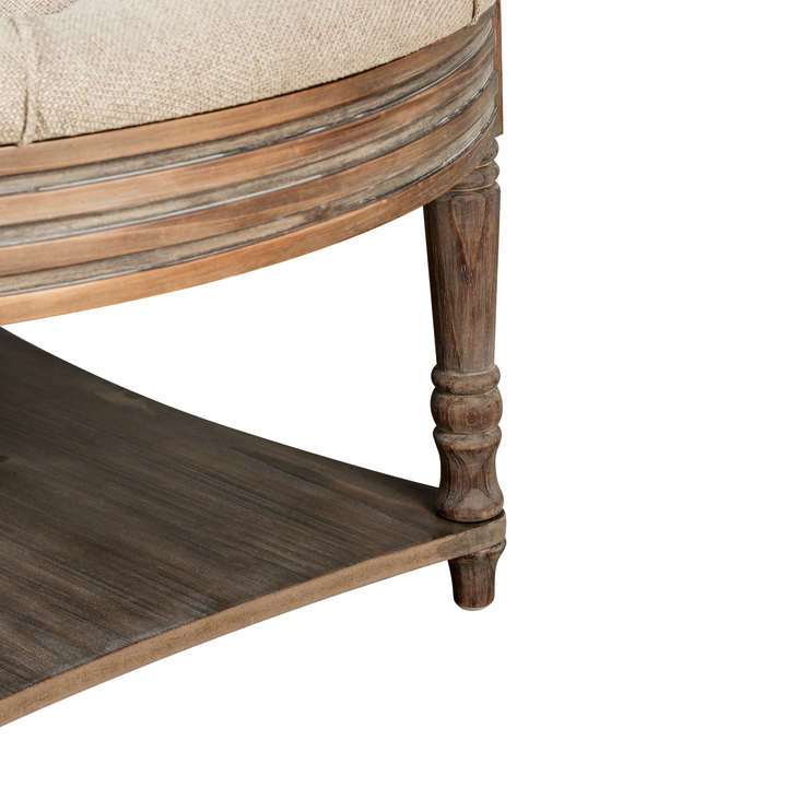 Buy farmhouse furniture Beige Tufted Round Storage Ottoman | Farmhouse Coffee Table Ottoman with Dual Storage | 31.5" - Modern Cottage Farmhouse Furniture