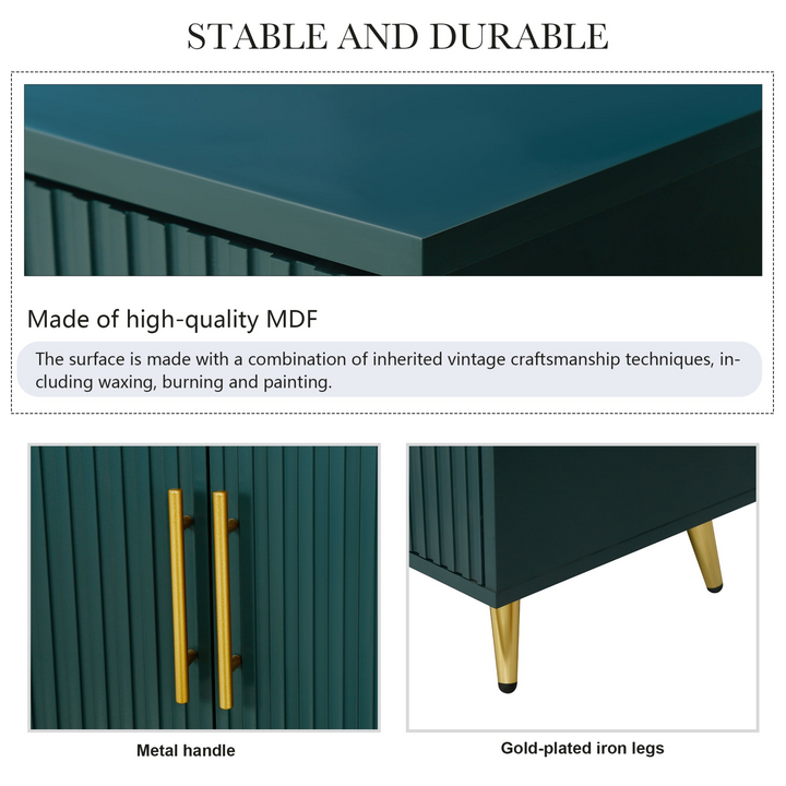 The Amalfi | Mediterranean Farmhouse Teal Wood Media Console with Storage & Adjustable Shelves - Mediterranean Italian Contemporary Home Decor Furniture