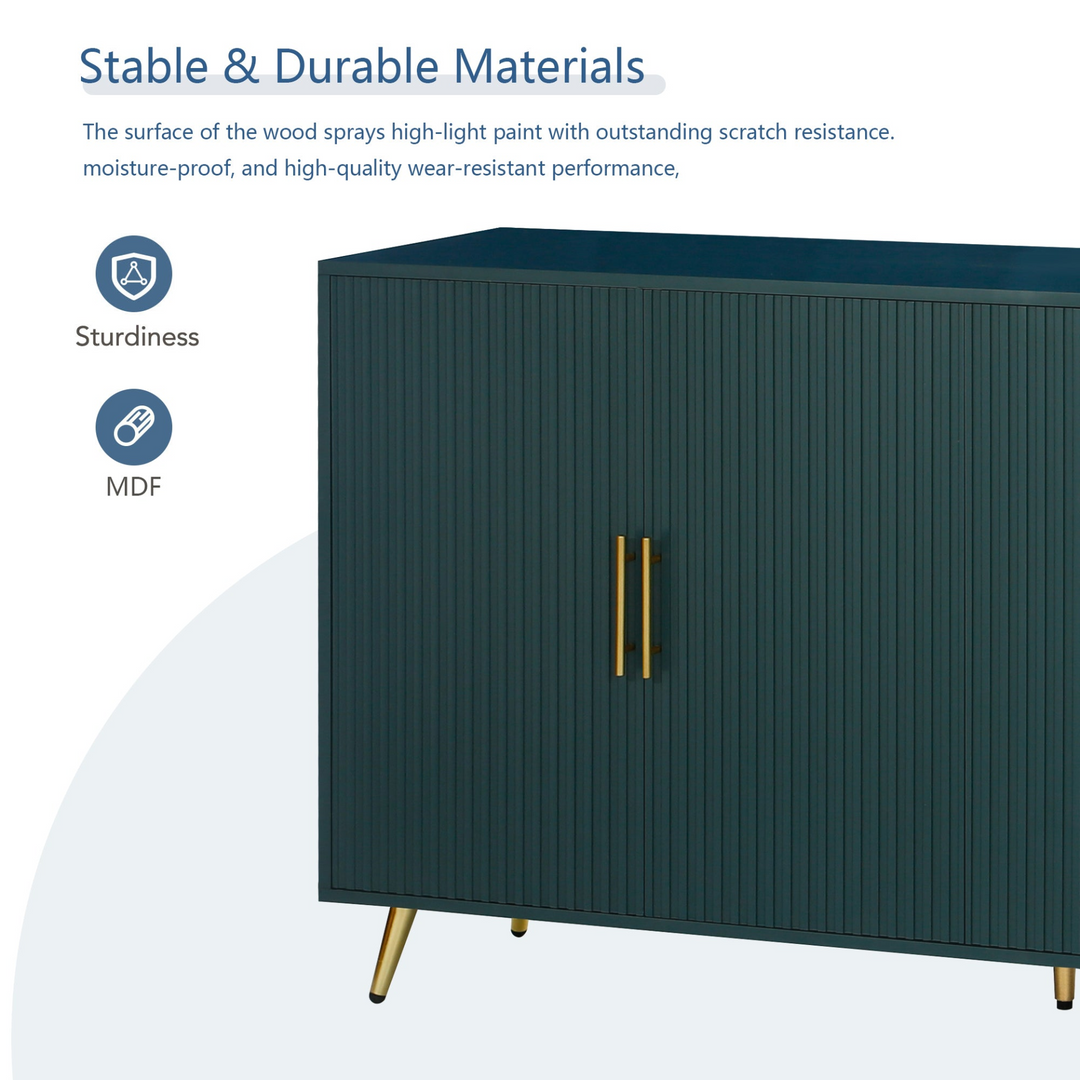 The Amalfi | Mediterranean Farmhouse Teal Wood Media Console with Storage & Adjustable Shelves - Mediterranean Italian Contemporary Home Decor Furniture