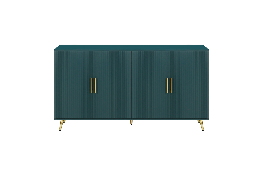 The Amalfi | Mediterranean Farmhouse Teal Wood Media Console with Storage & Adjustable Shelves - Mediterranean Italian Contemporary Home Decor Furniture