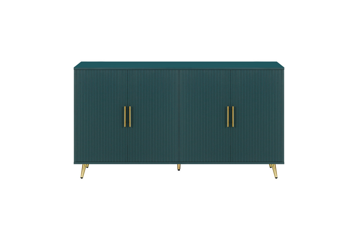 The Amalfi | Mediterranean Farmhouse Teal Wood Media Console with Storage & Adjustable Shelves - Mediterranean Italian Contemporary Home Decor Furniture