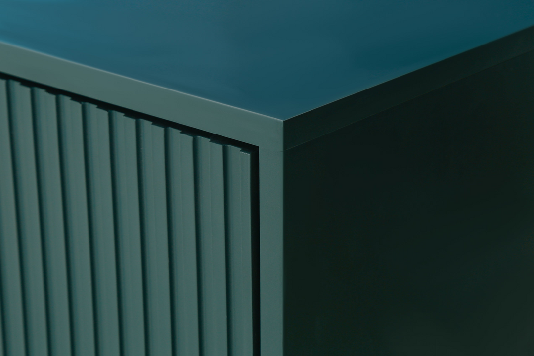 The Amalfi | Mediterranean Farmhouse Teal Wood Media Console with Storage & Adjustable Shelves - Mediterranean Italian Contemporary Home Decor Furniture