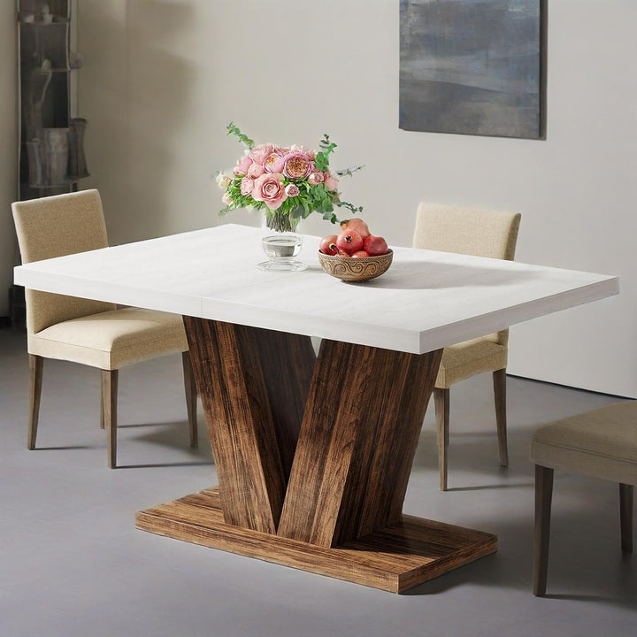 Calypso | White 47-Inch Modern Luxury Italian Farmhouse Dining Table - Mediterranean Italian Contemporary Home Decor Furniture