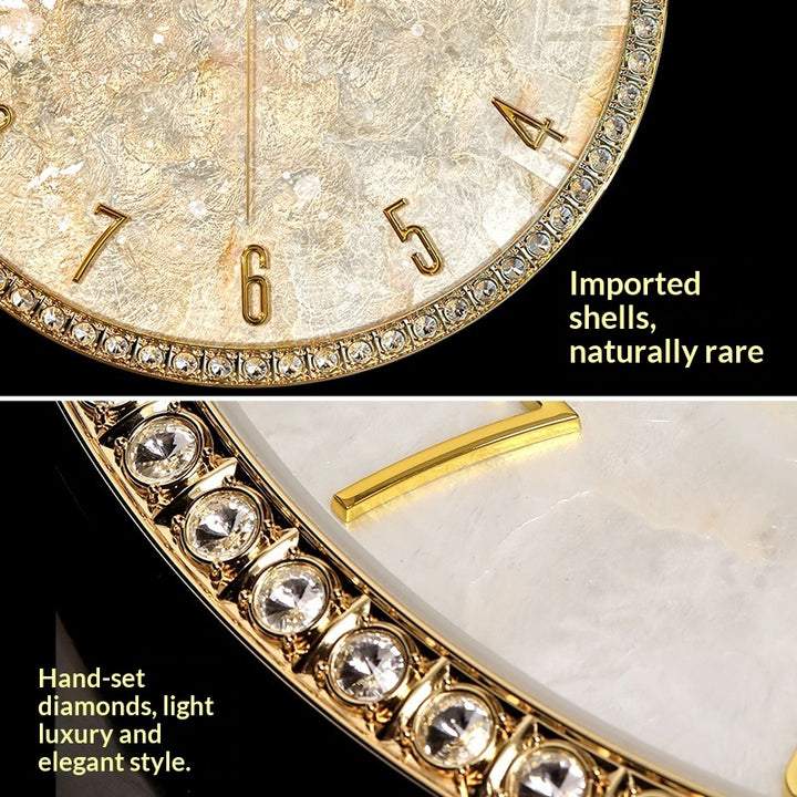 Azure Mediterranean Contemporary Pearl Gold White Elegant Wall Clock - Mediterranean Italian Contemporary Home Decor Furniture