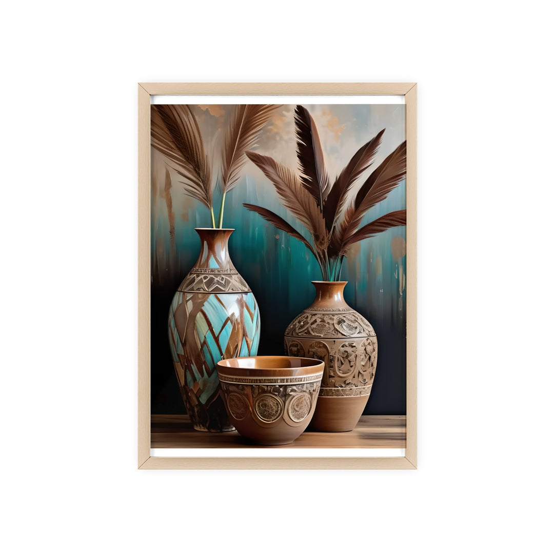 Boho Aesthetic Earthy Bowls Posters with Wooden Frame | Biophilic Design Airbnb Decor Furniture 