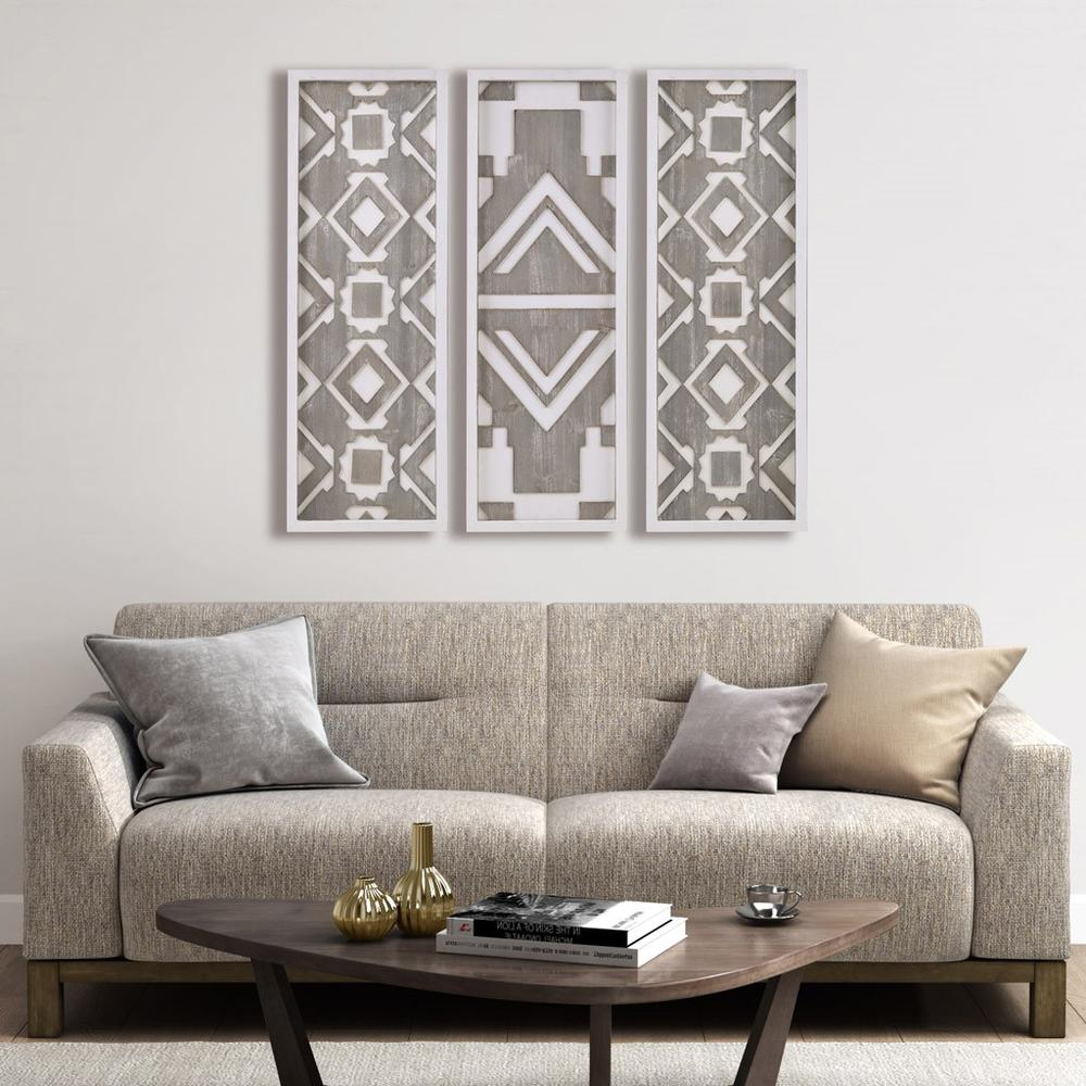 Boho Aesthetic Printed Wood Wall Decor Set of 3 | Biophilic Design Airbnb Decor Furniture 