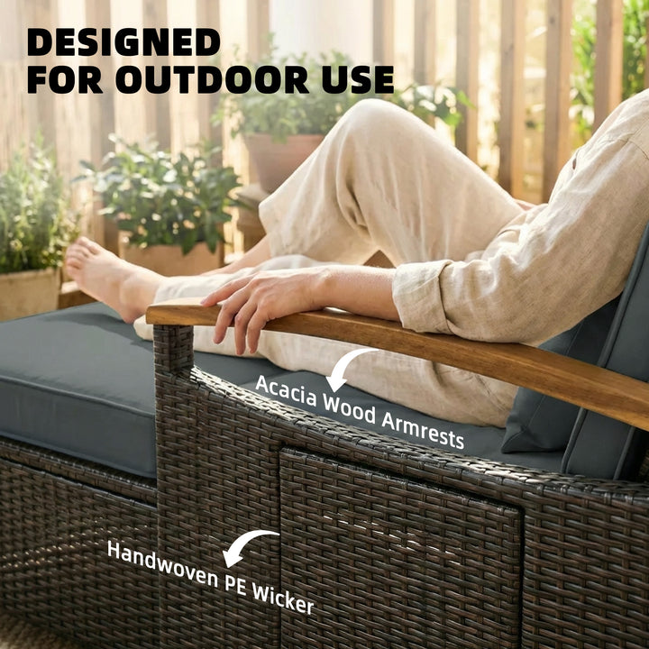 Buy farmhouse furniture Gray Rattan &amp; Wood Armrest European Farmhouse Style Sofa Couch Sectional Daybed - Modern Cottage Farmhouse Furniture
