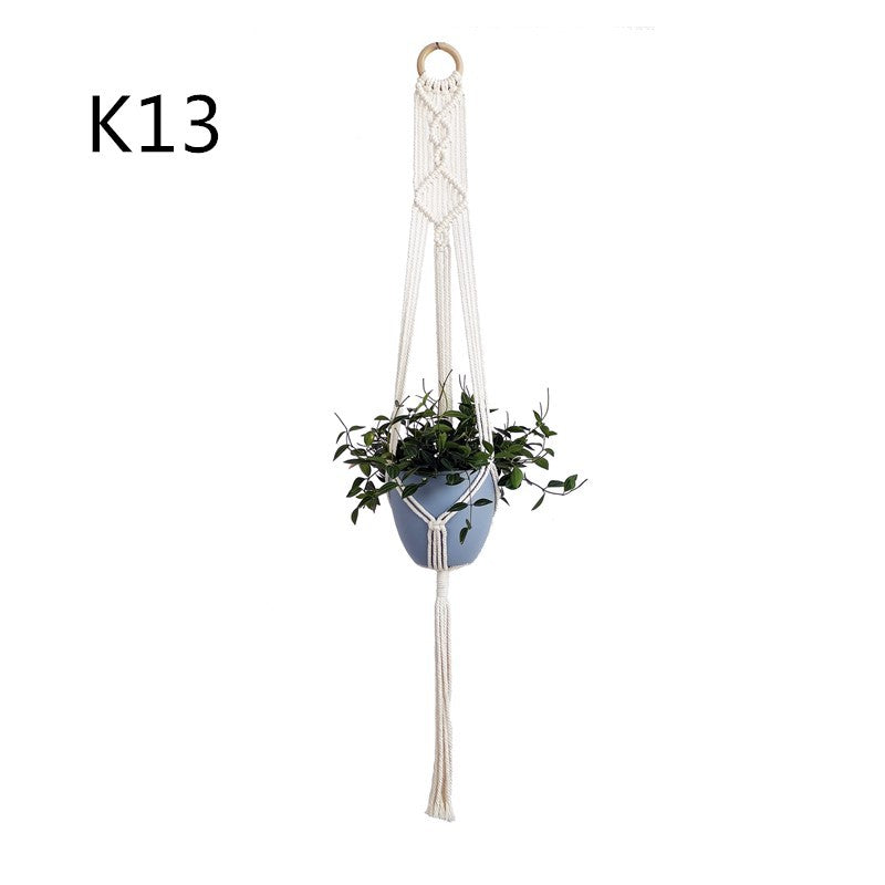 Boho Aesthetic Biophilic Flower & Plant Pot Cotton Rope Indoor Plant Hanger Hanging Basket | Biophilic Design Airbnb Decor Furniture 