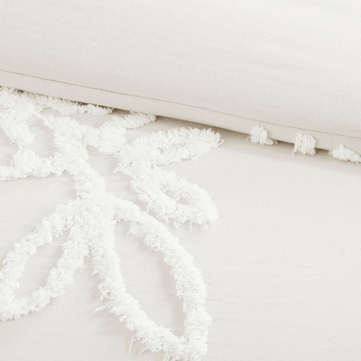 Boho Aesthetic Argenteuil | 100% Cotton Off White Duvet Cover Set | Biophilic Design Airbnb Decor Furniture 