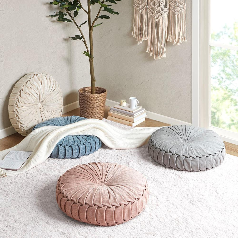 Boho Aesthetic 100% Polyester Chenille Round Floor Pillow Cushion, ID31-2033 | Biophilic Design Airbnb Decor Furniture 