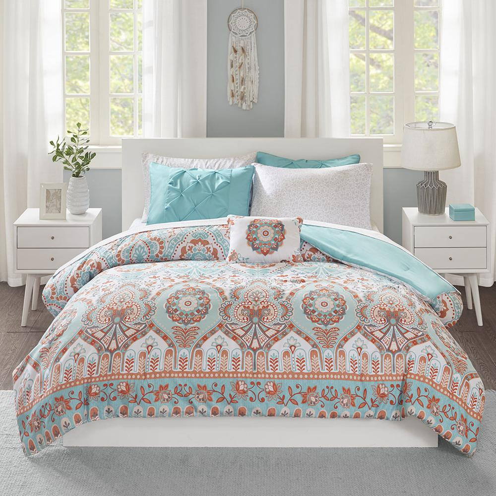 Boho Aesthetic Boho Comforter Set with Bed Sheets | Biophilic Design Airbnb Decor Furniture 