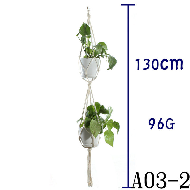 Boho Aesthetic Biophilic Flower & Plant Pot Cotton Rope Indoor Plant Hanger Hanging Basket | Biophilic Design Airbnb Decor Furniture 