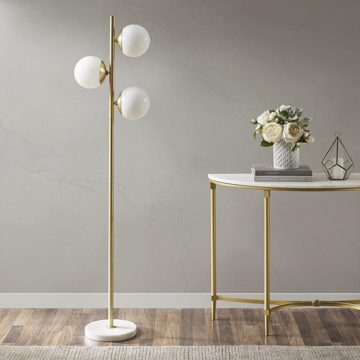Boho Aesthetic Modern Mid Century Gold Bubble Glass Floor Lamp | Biophilic Design Airbnb Decor Furniture 