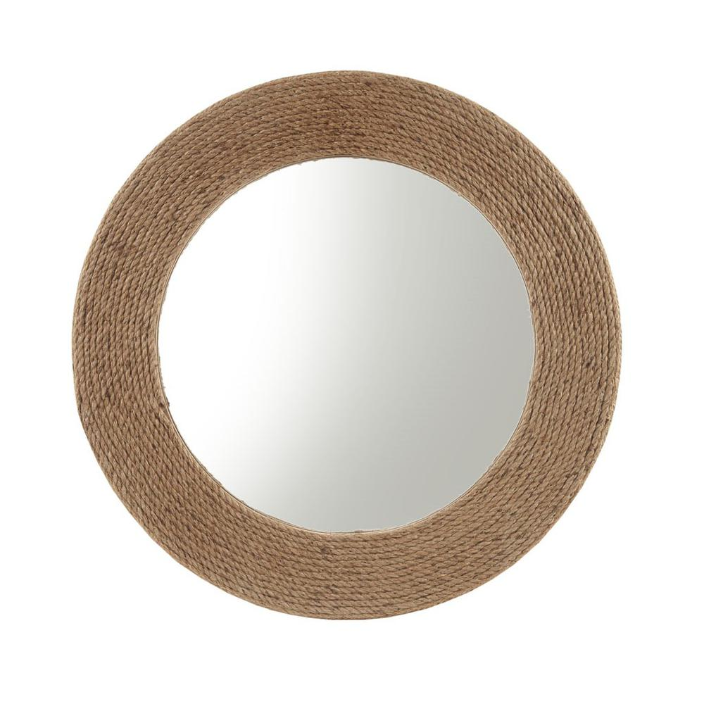 Buy farmhouse furniture Natural Jute Rope Round Wall Mirror 26" - Modern Cottage Farmhouse Furniture