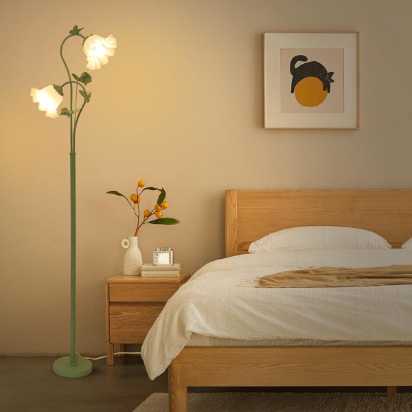 Buy farmhouse furniture Flower Floor Lamp For Living Room, Vintage Floor Lamp With 2 LED 5W Blubs, Foot Switch, - Modern Cottage Farmhouse Furniture
