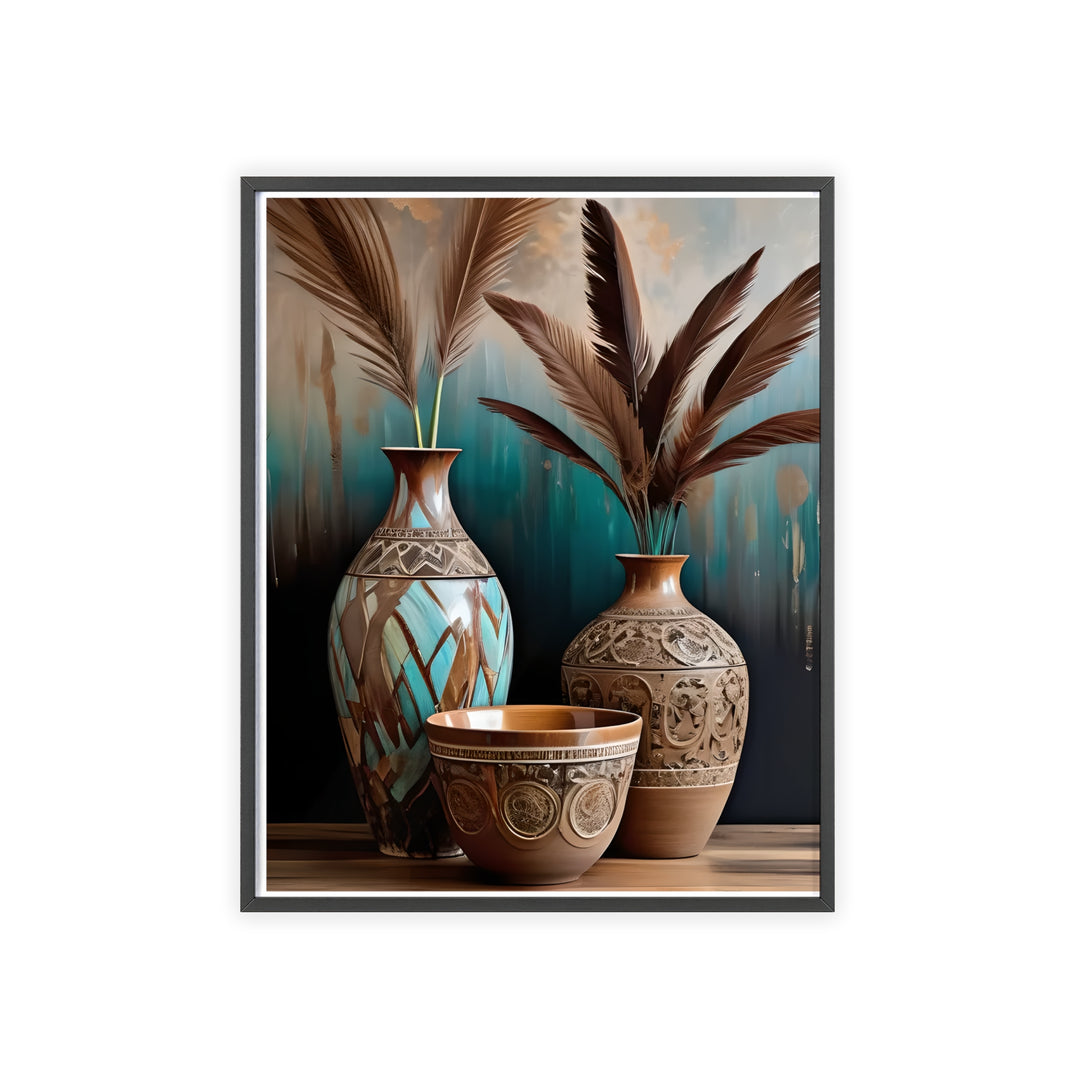 Boho Aesthetic Earthy Bowls Posters with Wooden Frame | Biophilic Design Airbnb Decor Furniture 