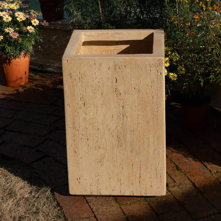 Buy farmhouse furniture Handmade Antique Brown Travertine Planter Box, Magnesium Oxide, 19.75&