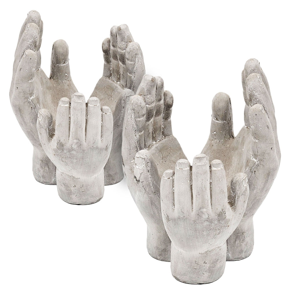 Buy farmhouse furniture Set of 2 Accepting Hands Accent 6x6x9 Inch Cement Hand Decor - Modern Cottage Farmhouse Furniture