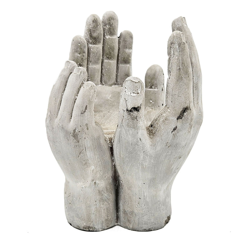 Buy farmhouse furniture Set of 2 Accepting Hands Accent 6x6x9 Inch Cement Hand Decor - Modern Cottage Farmhouse Furniture