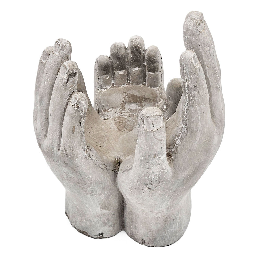 Buy farmhouse furniture Set of 2 Accepting Hands Accent 6x6x9 Inch Cement Hand Decor - Modern Cottage Farmhouse Furniture