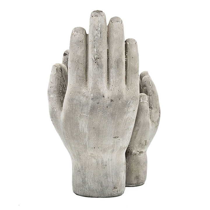 Buy farmhouse furniture Set of 2 Accepting Hands Accent 6x6x9 Inch Cement Hand Decor - Modern Cottage Farmhouse Furniture