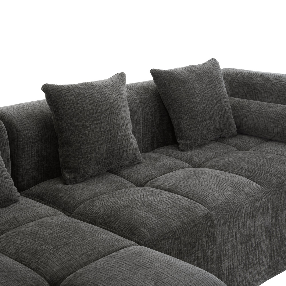 Grey Full-Compressed Bubble Soft Plush Modular Sectional Sofa - Mediterranean Tuscan Contemporary Home Decor Furniture