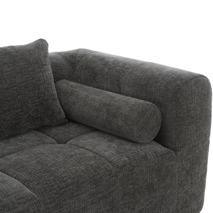 Grey Full-Compressed Bubble Soft Plush Modular Sectional Sofa - Mediterranean Tuscan Contemporary Home Decor Furniture